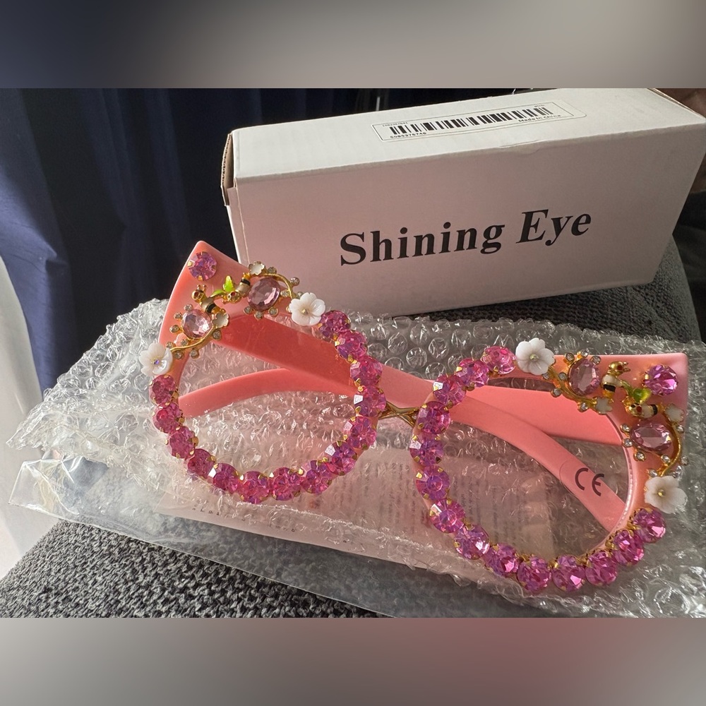 Ornate Pink Sunglasses with Floral Embellishments